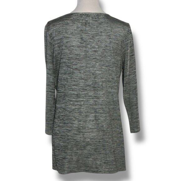 Covington Top Beaded Reflective Tunic Lace Floral 3/4 Sleeve Long Blouse Gray XL - Picture 11 of 16